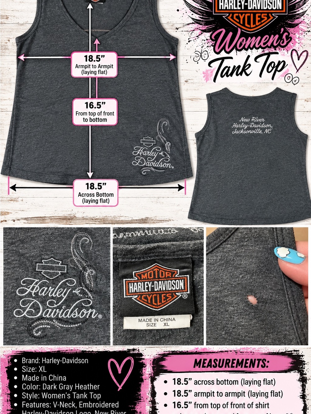 Harley-Davidson Dark Gray Heather Women's Tank Top with Logo